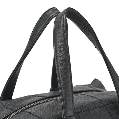 CHANEL Caviar Skin Choco Bar Logo Handbag Black Silver-Tone Hardware, Pre-Owned