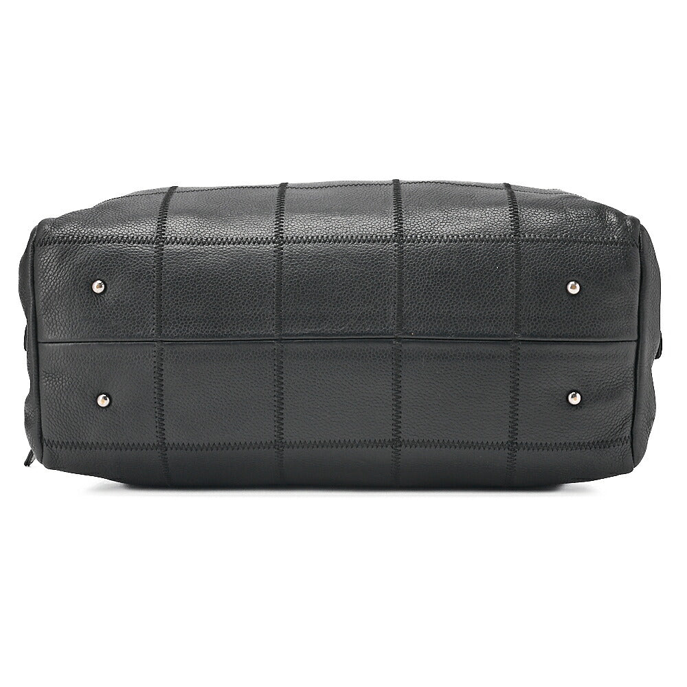 CHANEL Caviar Skin Choco Bar Logo Handbag Black Silver-Tone Hardware, Pre-Owned