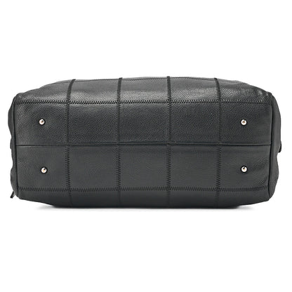 CHANEL Caviar Skin Choco Bar Logo Handbag Black Silver-Tone Hardware, Pre-Owned