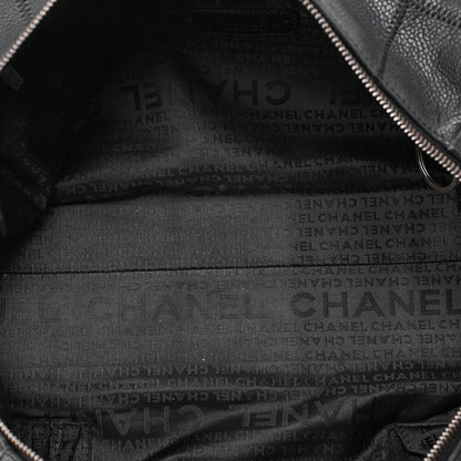 CHANEL Caviar Skin Choco Bar Logo Handbag Black Silver-Tone Hardware, Pre-Owned