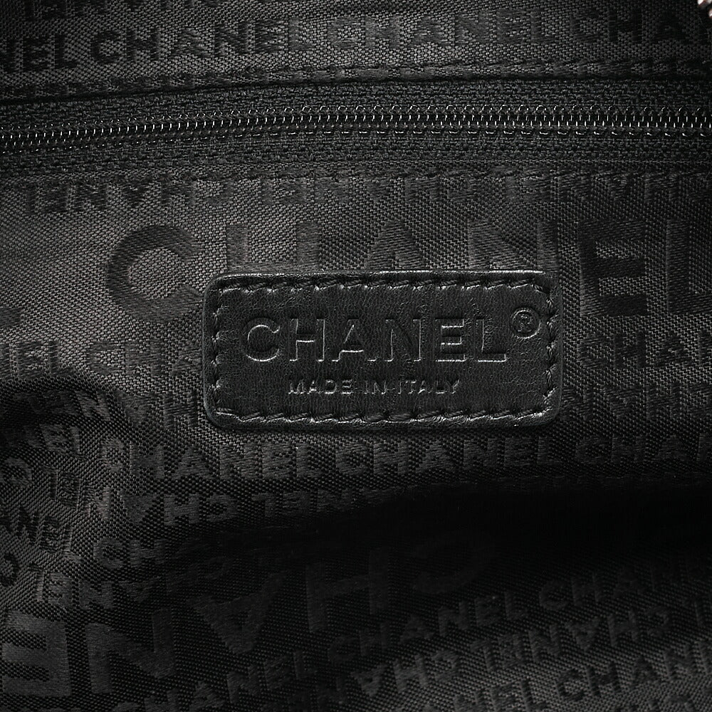 CHANEL Caviar Skin Choco Bar Logo Handbag Black Silver-Tone Hardware, Pre-Owned