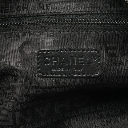 CHANEL Caviar Skin Choco Bar Logo Handbag Black Silver-Tone Hardware, Pre-Owned