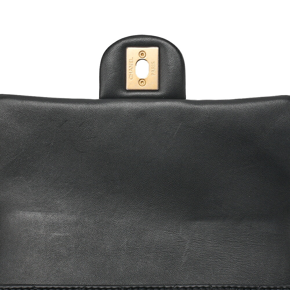 CHANEL Lambskin Mini Underpass Single Pearl Chain Shoulder Black Gold-Tone Hardware, Pre-Owned