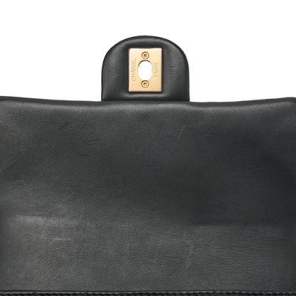 CHANEL Lambskin Mini Underpass Single Pearl Chain Shoulder Black Gold-Tone Hardware, Pre-Owned