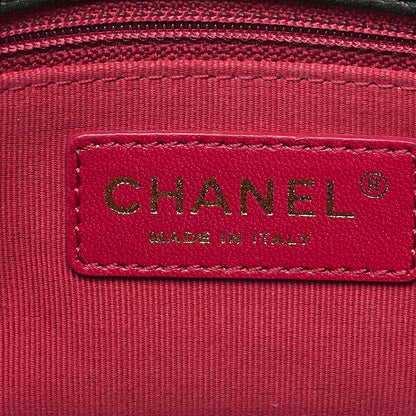 CHANEL Lambskin Mini Underpass Single Pearl Chain Shoulder Black Gold-Tone Hardware, Pre-Owned