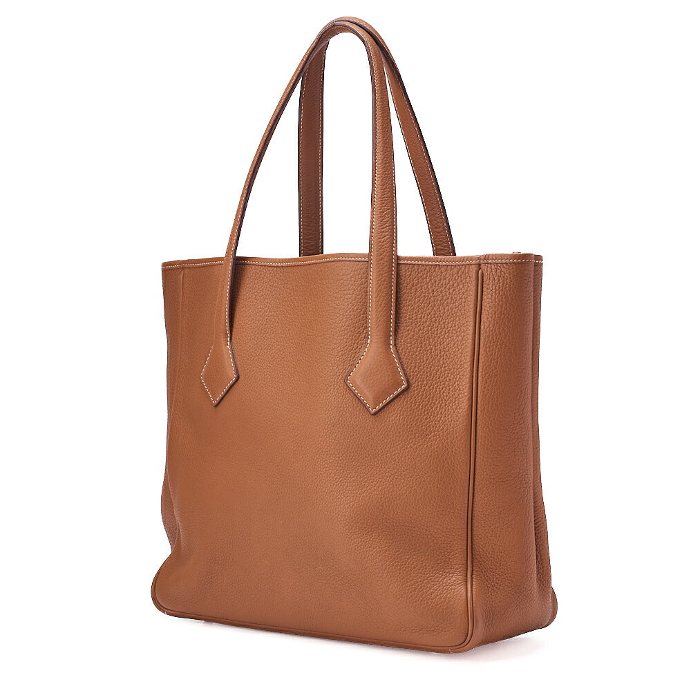 HERMES Victoria Cavas 32 Taurillon Tote Bag Gold Silver-Tone Hardware, Pre-Owned