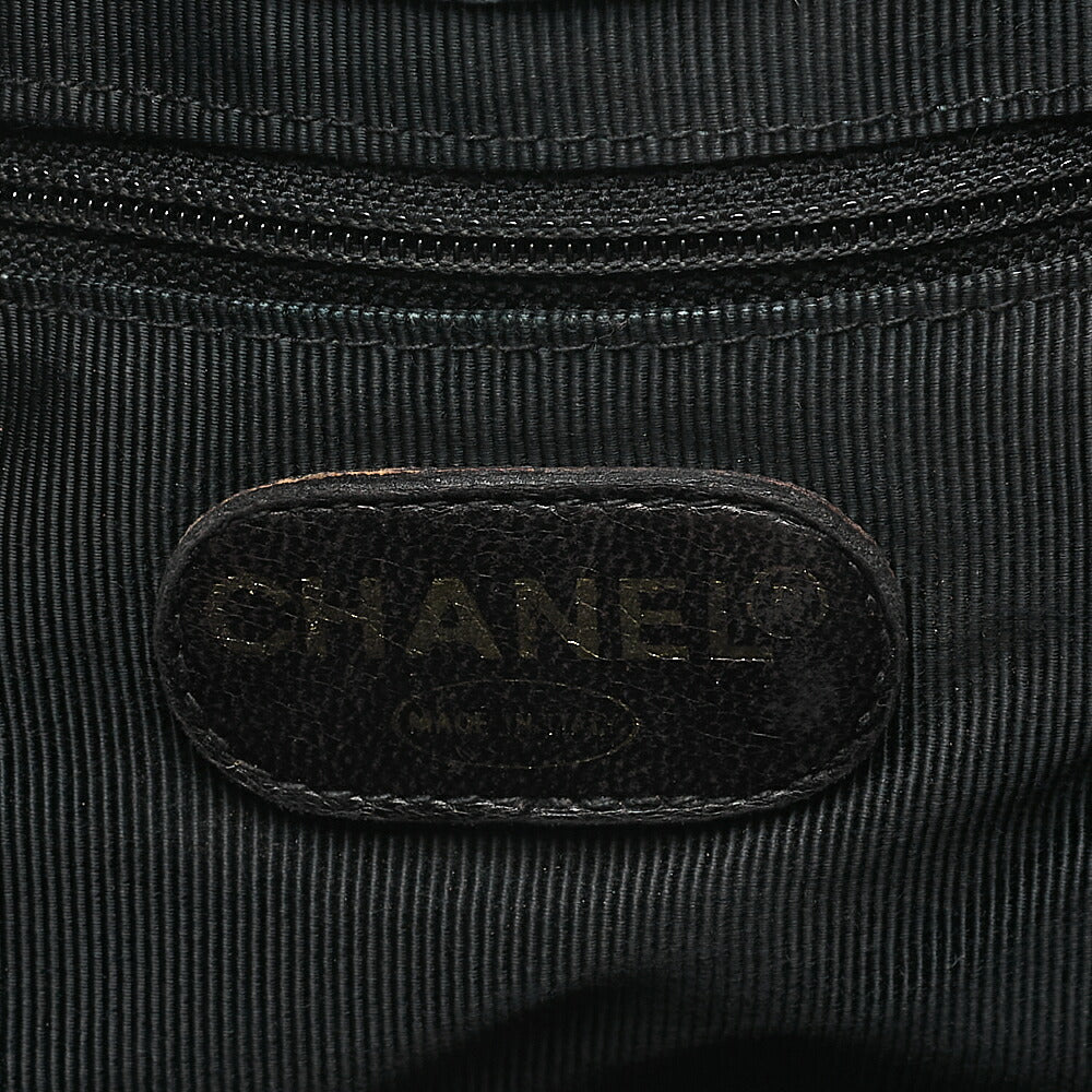 CHANEL Caviar Skin Matelasse Drawstring Tote Bag Shoulder Bag Black Gold-Tone Hardware, Pre-Owned