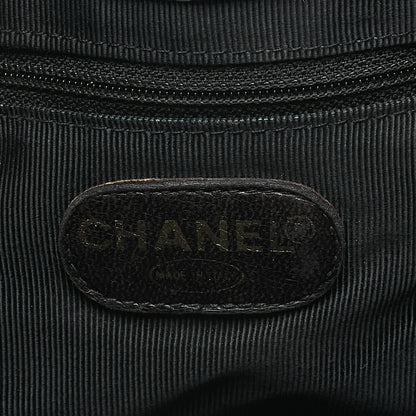 CHANEL Caviar Skin Matelasse Drawstring Tote Bag Shoulder Bag Black Gold-Tone Hardware, Pre-Owned