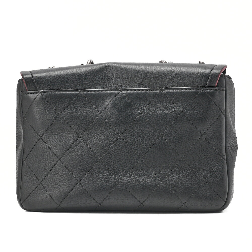 CHANEL Caviar Skin Matelasse Coco Mark 2WAY Handbag Chain Shoulder Black Gold-Tone Hardware, Pre-Owned