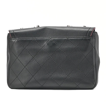CHANEL Caviar Skin Matelasse Coco Mark 2WAY Handbag Chain Shoulder Black Gold-Tone Hardware, Pre-Owned