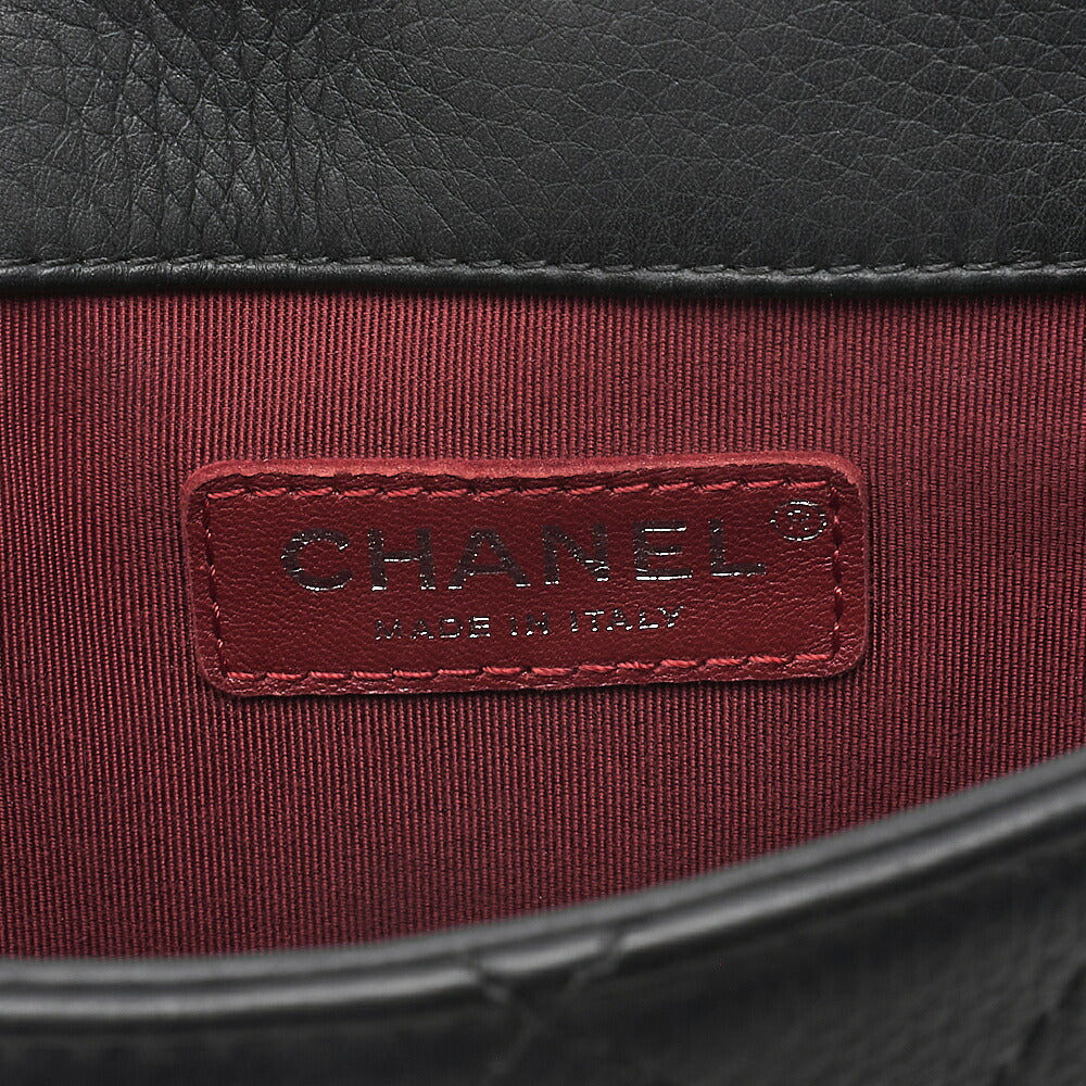 CHANEL Caviar Skin Matelasse Coco Mark 2WAY Handbag Chain Shoulder Black Gold-Tone Hardware, Pre-Owned