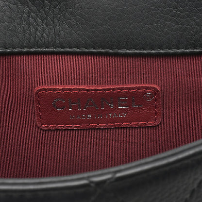 CHANEL Caviar Skin Matelasse Coco Mark 2WAY Handbag Chain Shoulder Black Gold-Tone Hardware, Pre-Owned
