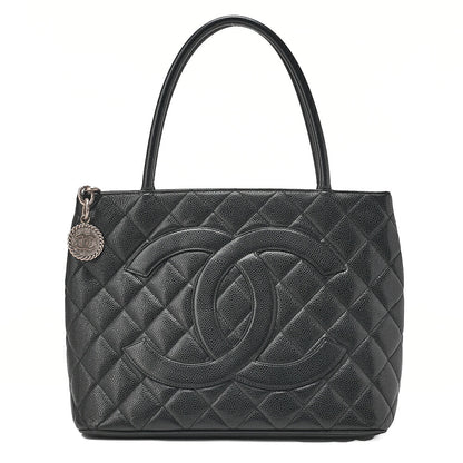 CHANEL Matelasse Reissue Tote Caviar Skin Black Silver-Tone Hardware, Pre-Owned