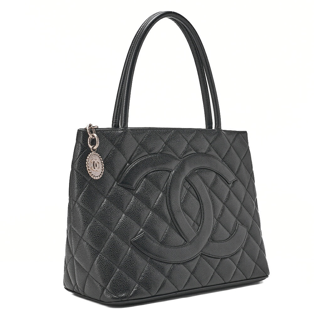 CHANEL Matelasse Reissue Tote Caviar Skin Black Silver-Tone Hardware, Pre-Owned