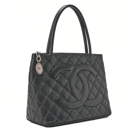 CHANEL Matelasse Reissue Tote Caviar Skin Black Silver-Tone Hardware, Pre-Owned