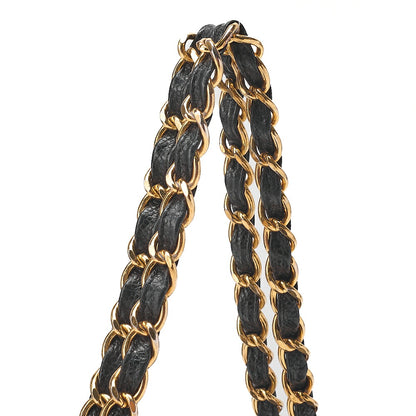 CHANEL Caviar Skin Matelasse Coco Mark Kiss Clasp Chain Handbag Black Gold-Tone Hardware, Pre-Owned