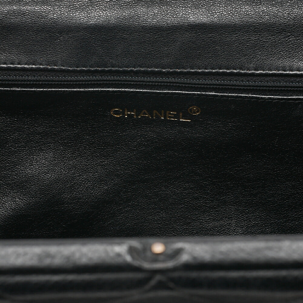 CHANEL Caviar Skin Matelasse Coco Mark Kiss Clasp Chain Handbag Black Gold-Tone Hardware, Pre-Owned