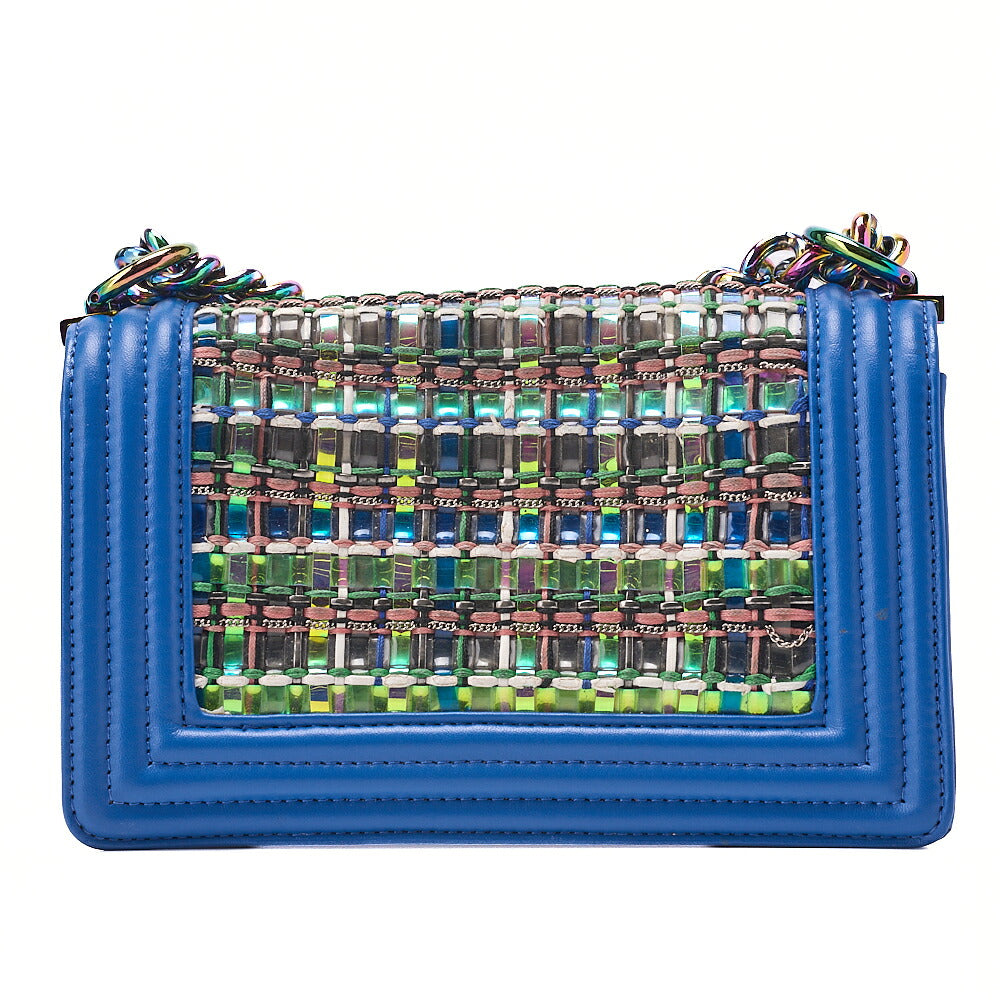 CHANEL Boy Chanel 20 Lambskin x Vinyl Chain Shoulder Blue Rainbow-Tone Hardware, Pre-Owned