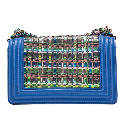 CHANEL Boy Chanel 20 Lambskin x Vinyl Chain Shoulder Blue Rainbow-Tone Hardware, Pre-Owned