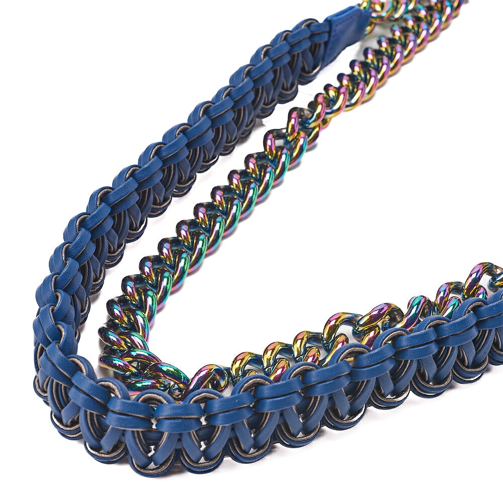 CHANEL Boy Chanel 20 Lambskin x Vinyl Chain Shoulder Blue Rainbow-Tone Hardware, Pre-Owned