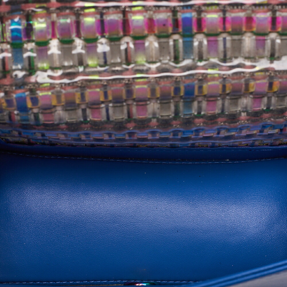 CHANEL Boy Chanel 20 Lambskin x Vinyl Chain Shoulder Blue Rainbow-Tone Hardware, Pre-Owned
