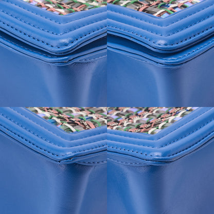CHANEL Boy Chanel 20 Lambskin x Vinyl Chain Shoulder Blue Rainbow-Tone Hardware, Pre-Owned