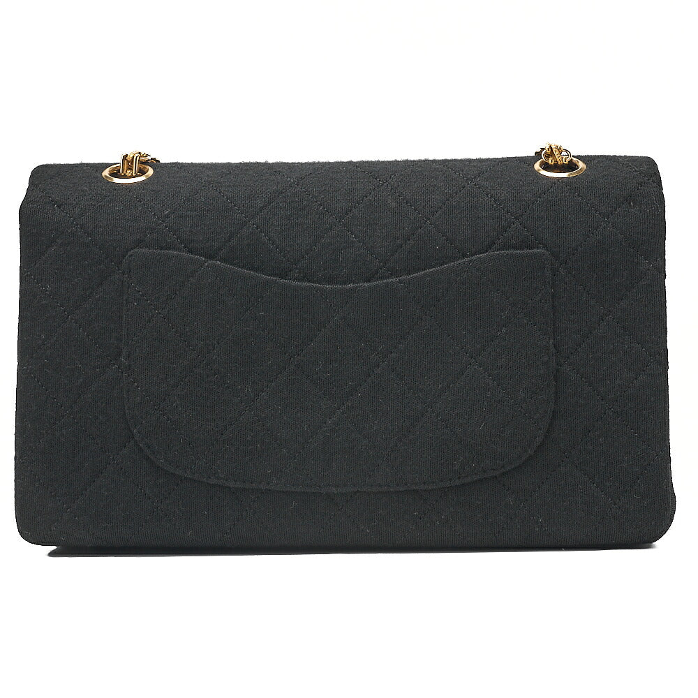 CHANEL Cotton Matelasse Double Flap 2.55 Chain Shoulder Black Gold-Tone Hardware, Pre-Owned