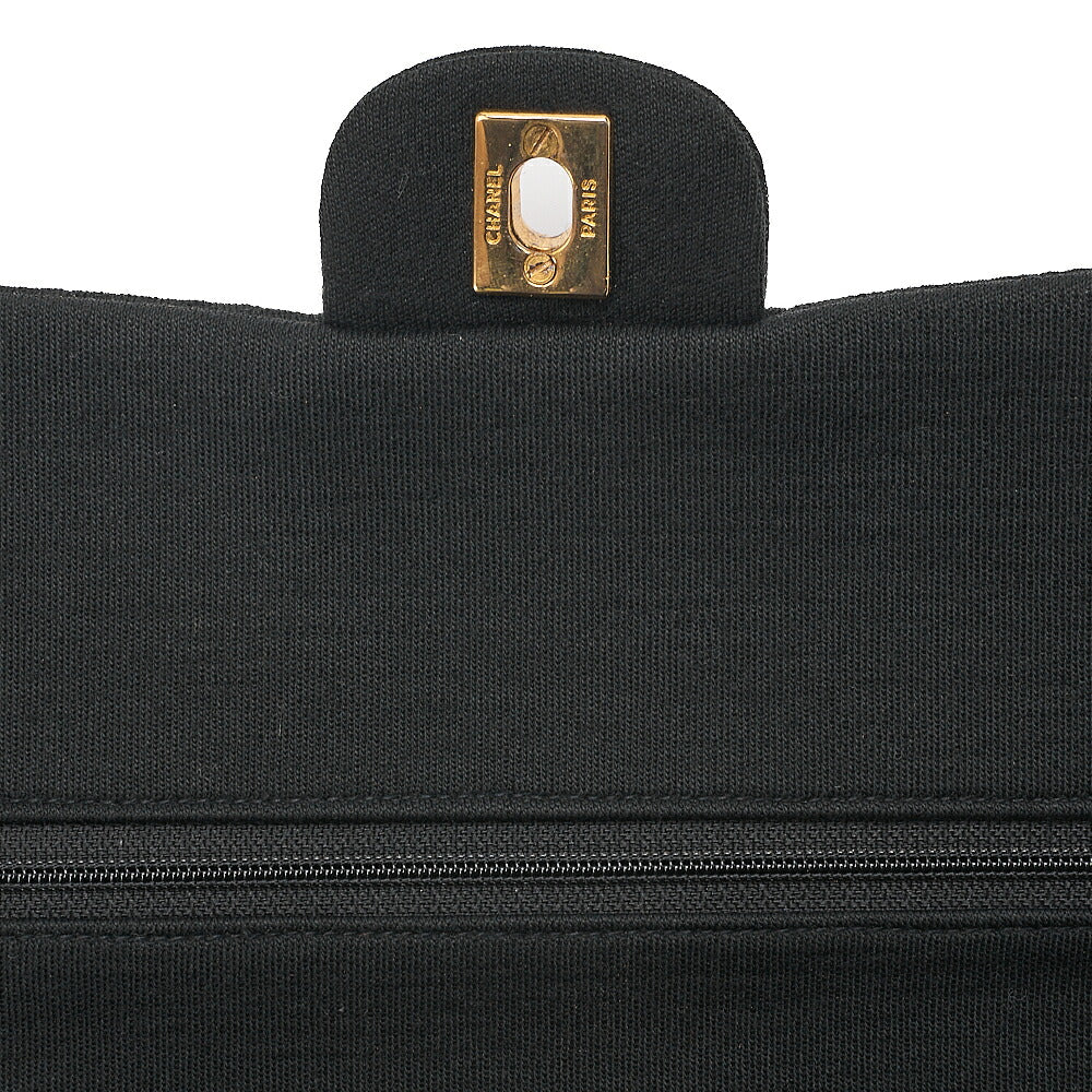 CHANEL Cotton Matelasse Double Flap 2.55 Chain Shoulder Black Gold-Tone Hardware, Pre-Owned