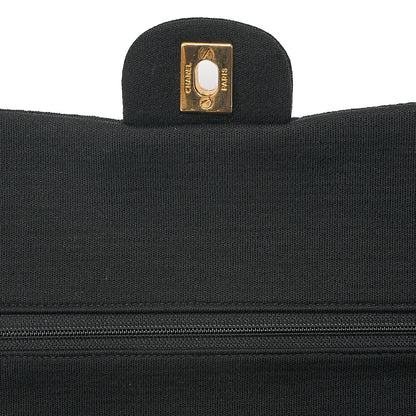 CHANEL Cotton Matelasse Double Flap 2.55 Chain Shoulder Black Gold-Tone Hardware, Pre-Owned