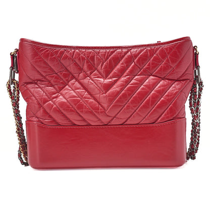 CHANEL Vintage Calf V-Stitch Gabriel Duchanel Large Chain Shoulder Red Gold x Silver -Tone Hardware, Pre-Owned