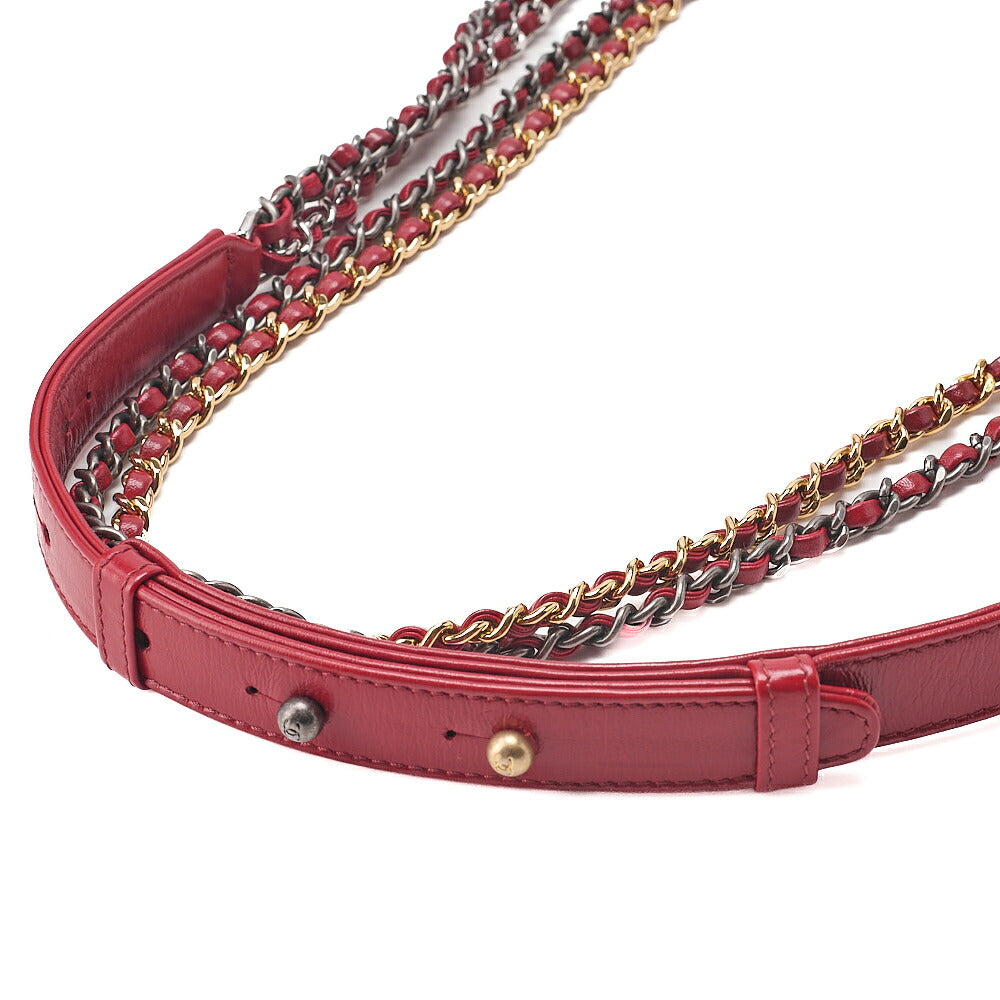CHANEL Vintage Calf V-Stitch Gabriel Duchanel Large Chain Shoulder Red Gold x Silver -Tone Hardware, Pre-Owned