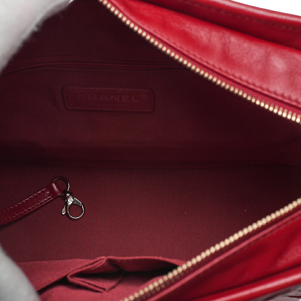 CHANEL Vintage Calf V-Stitch Gabriel Duchanel Large Chain Shoulder Red Gold x Silver -Tone Hardware, Pre-Owned