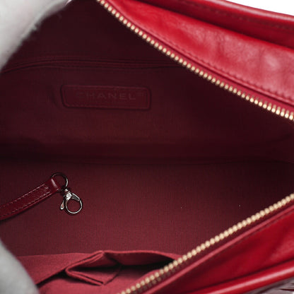 CHANEL Vintage Calf V-Stitch Gabriel Duchanel Large Chain Shoulder Red Gold x Silver -Tone Hardware, Pre-Owned