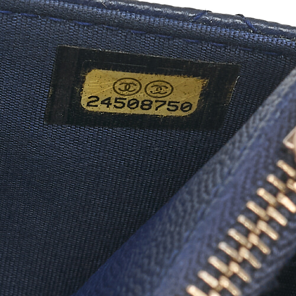 CHANEL Caviar Ski Matelasse Beauty Lock Chain Wallet Navy Gold-Tone Hardware, Pre-Owned