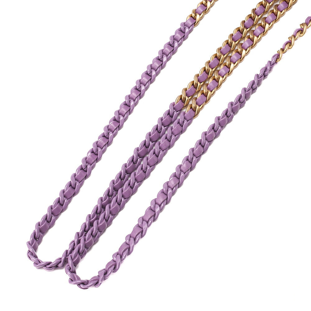 CHANEL Lambskin Matelasse Drawstring 2-Way Chain Backpack with Coco Charm Purple Gold-Tone Hardware, Pre-Owned