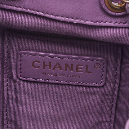 CHANEL Lambskin Matelasse Drawstring 2-Way Chain Backpack with Coco Charm Purple Gold-Tone Hardware, Pre-Owned