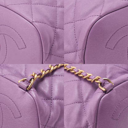 CHANEL Lambskin Matelasse Drawstring 2-Way Chain Backpack with Coco Charm Purple Gold-Tone Hardware, Pre-Owned