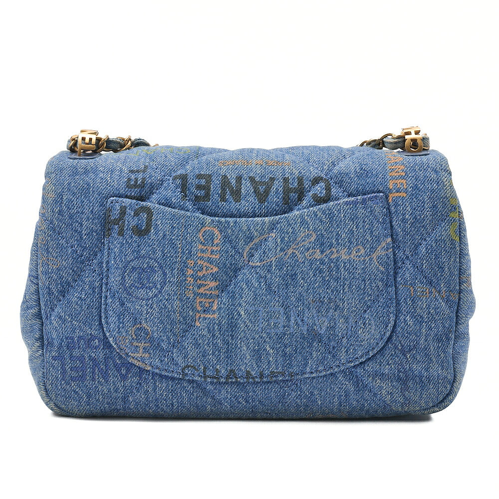 CHANEL Denim Matelasse Turn Lock Single Flap Chain Shoulder Blue Gold-Tone Hardware, Pre-Owned