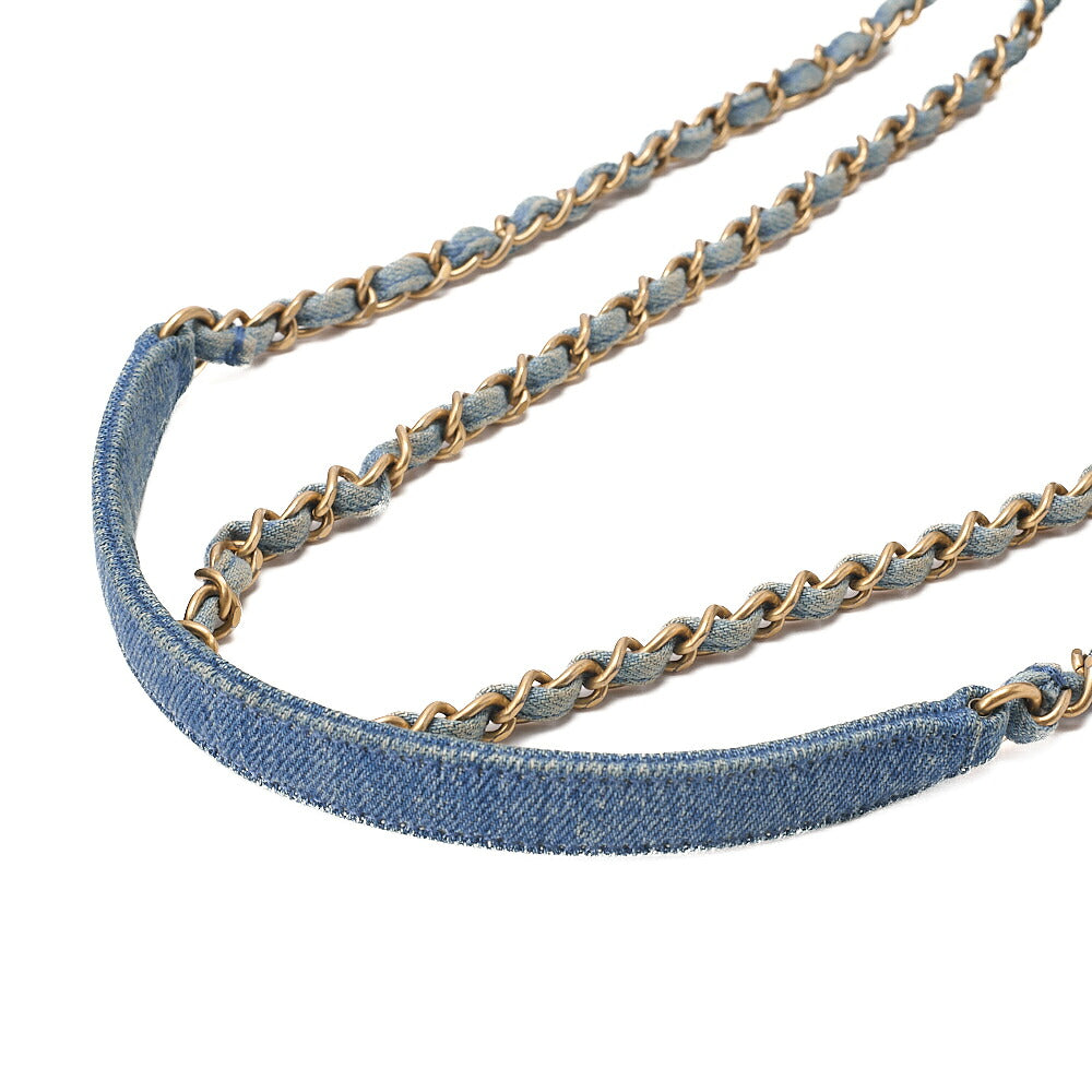 CHANEL Denim Matelasse Turn Lock Single Flap Chain Shoulder Blue Gold-Tone Hardware, Pre-Owned