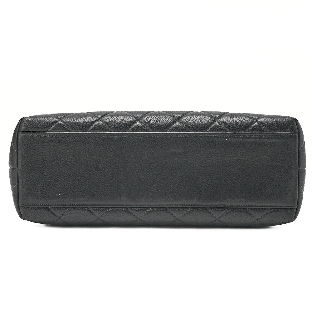 CHANEL Chanel Caviar Skin Matelasse Handbag Matelasse Turn Lock Kelly Shape Black Gold-Tone Hardware, Pre-Owned
