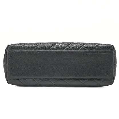 CHANEL Chanel Caviar Skin Matelasse Handbag Matelasse Turn Lock Kelly Shape Black Gold-Tone Hardware, Pre-Owned