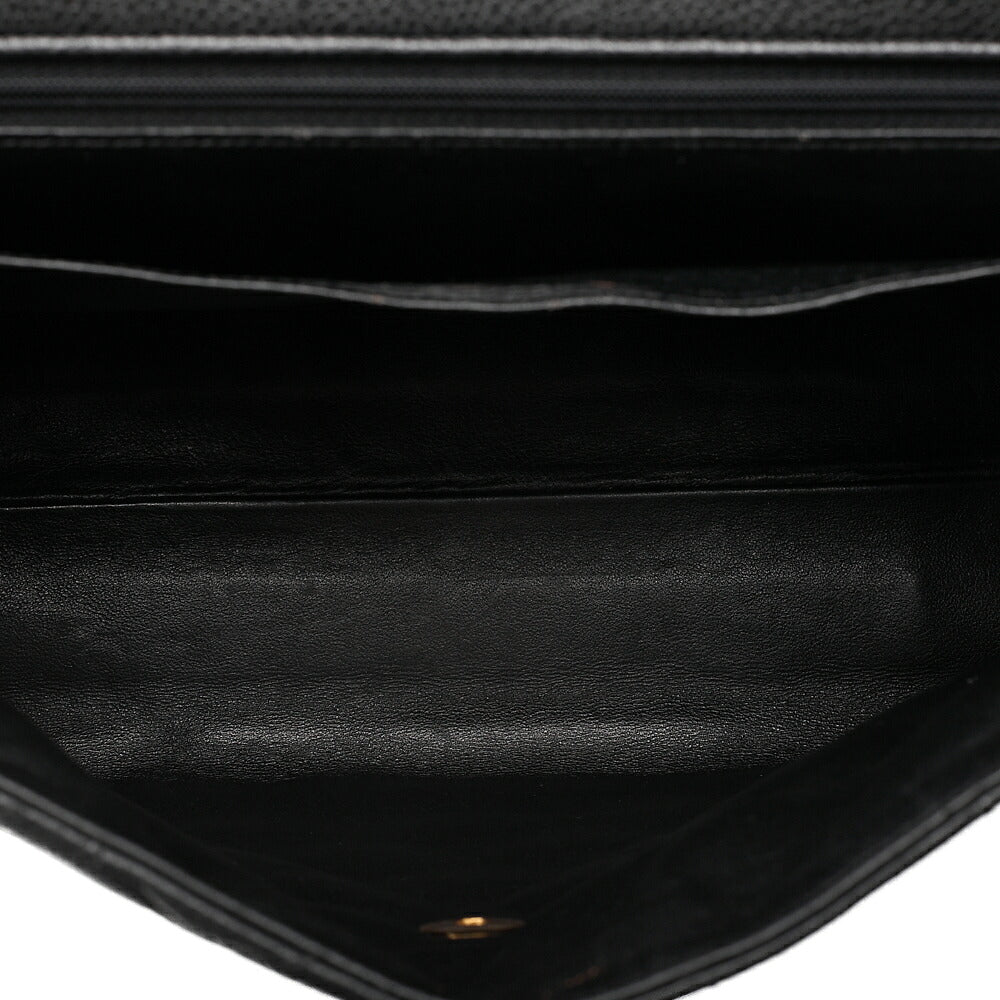 CHANEL Chanel Caviar Skin Matelasse Handbag Matelasse Turn Lock Kelly Shape Black Gold-Tone Hardware, Pre-Owned