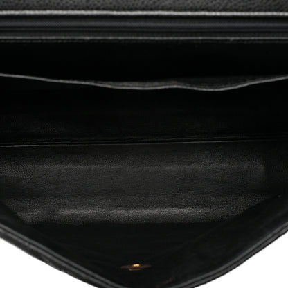 CHANEL Chanel Caviar Skin Matelasse Handbag Matelasse Turn Lock Kelly Shape Black Gold-Tone Hardware, Pre-Owned