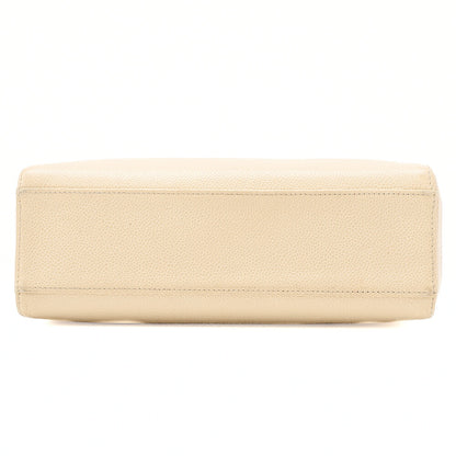 CHANEL Caviar Skin Coco Mark Wood Pattern Handbag Beige Gold-Tone Hardware, Pre-Owned