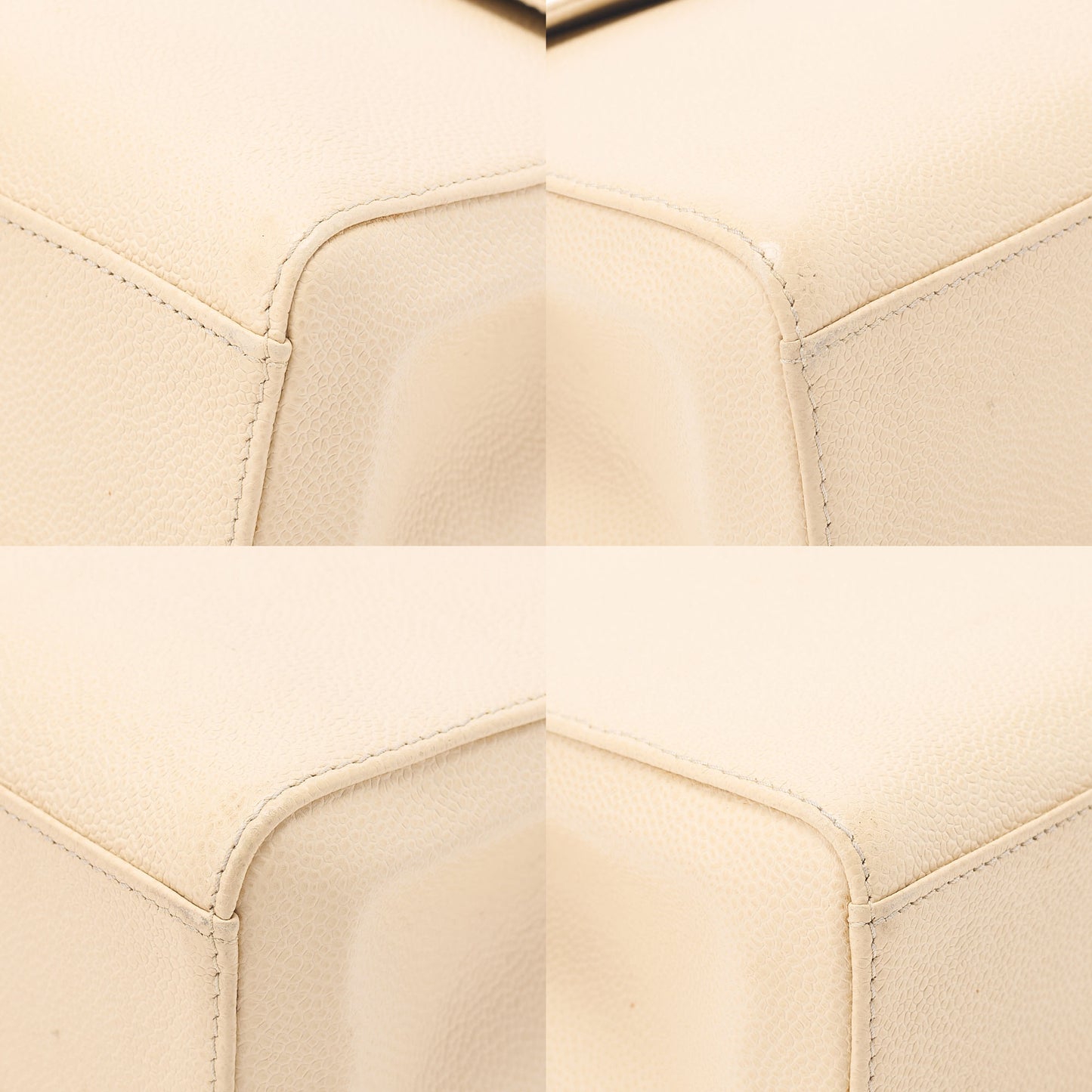 CHANEL Caviar Skin Coco Mark Wood Pattern Handbag Beige Gold-Tone Hardware, Pre-Owned