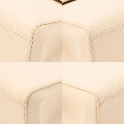 CHANEL Caviar Skin Coco Mark Wood Pattern Handbag Beige Gold-Tone Hardware, Pre-Owned