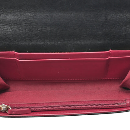 CHANEL Lambskin Matelasse Chanel 19 Bi-Fold Long Wallet Black Gold-Tone Hardware, Pre-Owned
