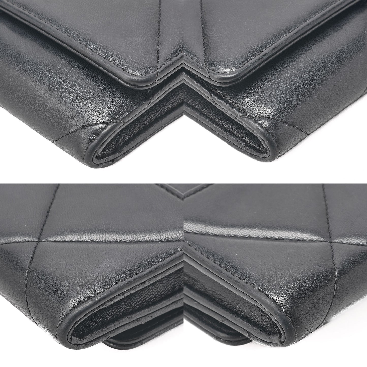 CHANEL Lambskin Matelasse Chanel 19 Bi-Fold Long Wallet Black Gold-Tone Hardware, Pre-Owned