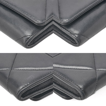 CHANEL Lambskin Matelasse Chanel 19 Bi-Fold Long Wallet Black Gold-Tone Hardware, Pre-Owned