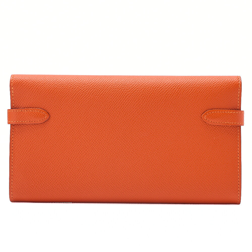Hermes Hermes Kelly Wallet Bi-fold Long Wallet Epson Orange Gold-Tone Hardware, Pre-Owned